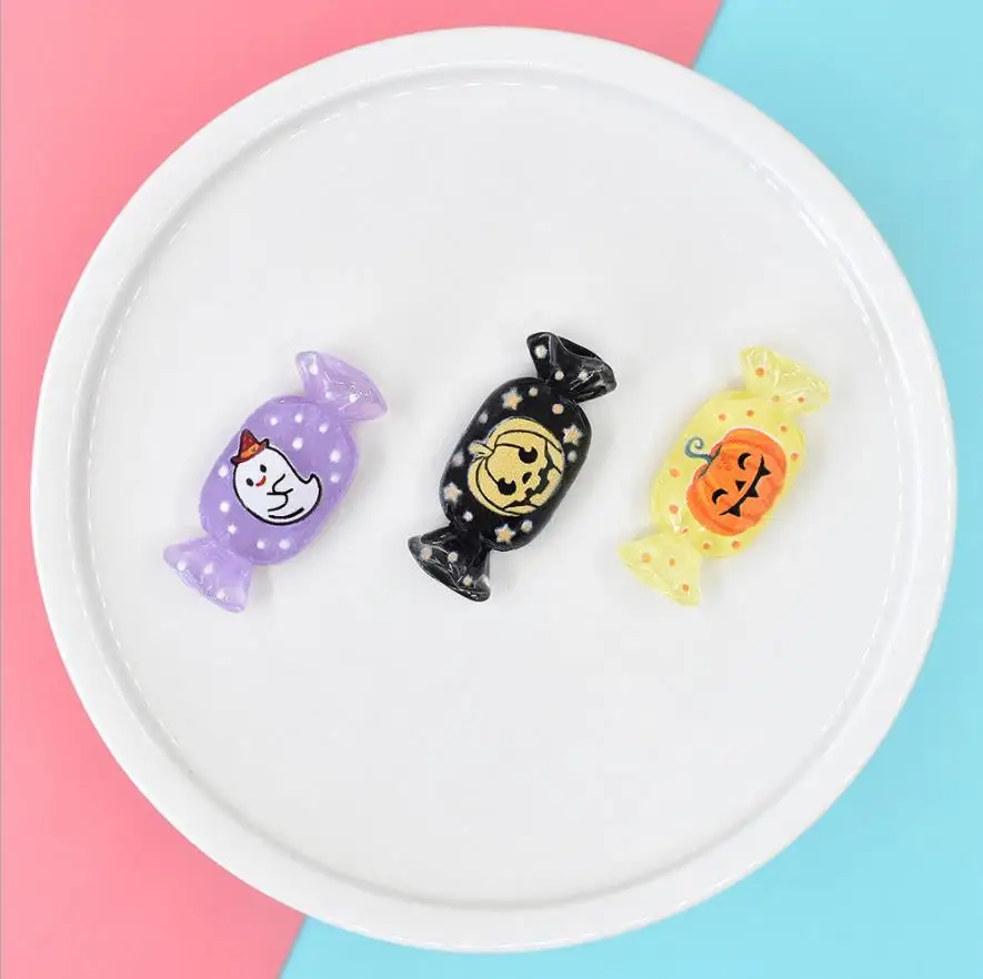 

kawaii Simulation Flatbacks Resin cartoon Hallowmas Candy Cabochon DIY Scrapbooking Embellishments Accessories For Craftse