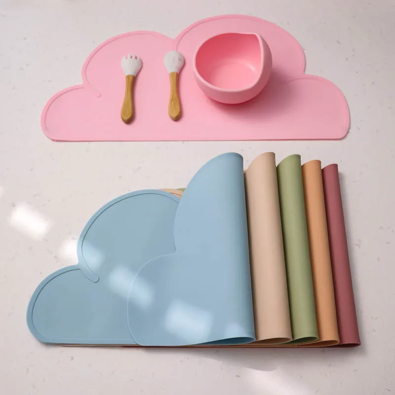 Silicone Baby Placemats Clouds Shape Multicolor Food Grade Silicone Table Placemats Waterproof BAP free 1Pc Baby Product silicone placemat