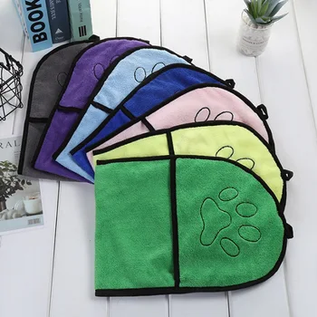 

Pet Dog Bath Towel Pet Ultra Absorbent Drying Towel With Pockets For Large Dogs Pet Washable Bathrobe Dog Bathing Supplies