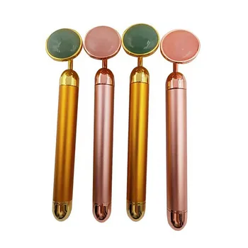 

24K Gold Beauty Massage Stick Green Jade Massager Electric 3D Roller Face Massager Anti-Wrinkles MH88
