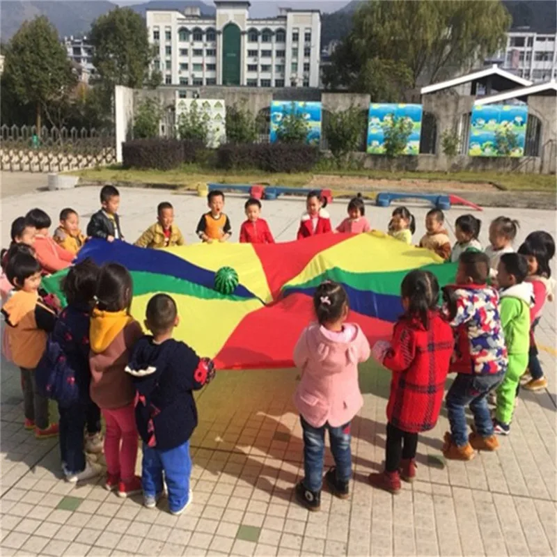 

Dia 2M Children Games Rainbow Umbrella Educational Outdoor Sports Toys Fun Cloth Parachute Ballute Kindergarten Kids