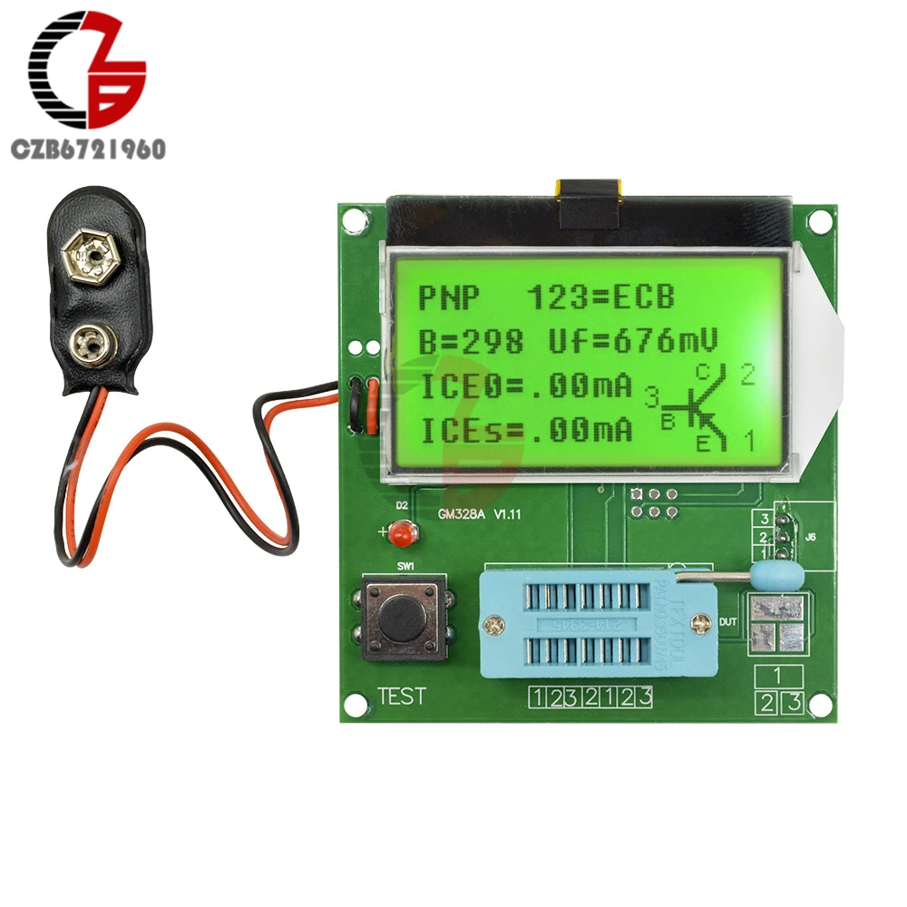 

Transistor Tester GM328A Digital Graphic Wave Signal Capacitance LCR Meter MOS PNP NPN V2PO 12864 LCD Display 9V 20mA