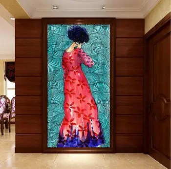 

[Self-Adhesive] 3D Woman In Red Dress WG269 Wall Paper mural Wall Print Decal Wall Murals Belly