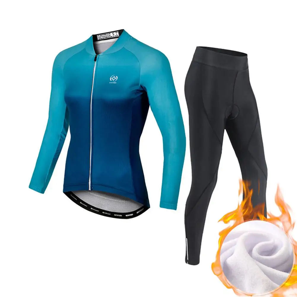 

Fade-out Model Autumn Winter Thicken Cycling Clothes Riding Top and Pants Summer Female Cycling Suit