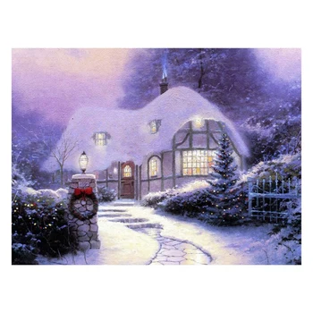 

Diamond Embroidery DIY Diamond Painting Embroidery with Diamonds Gift Christmas Tree Snow House Purple Landscape