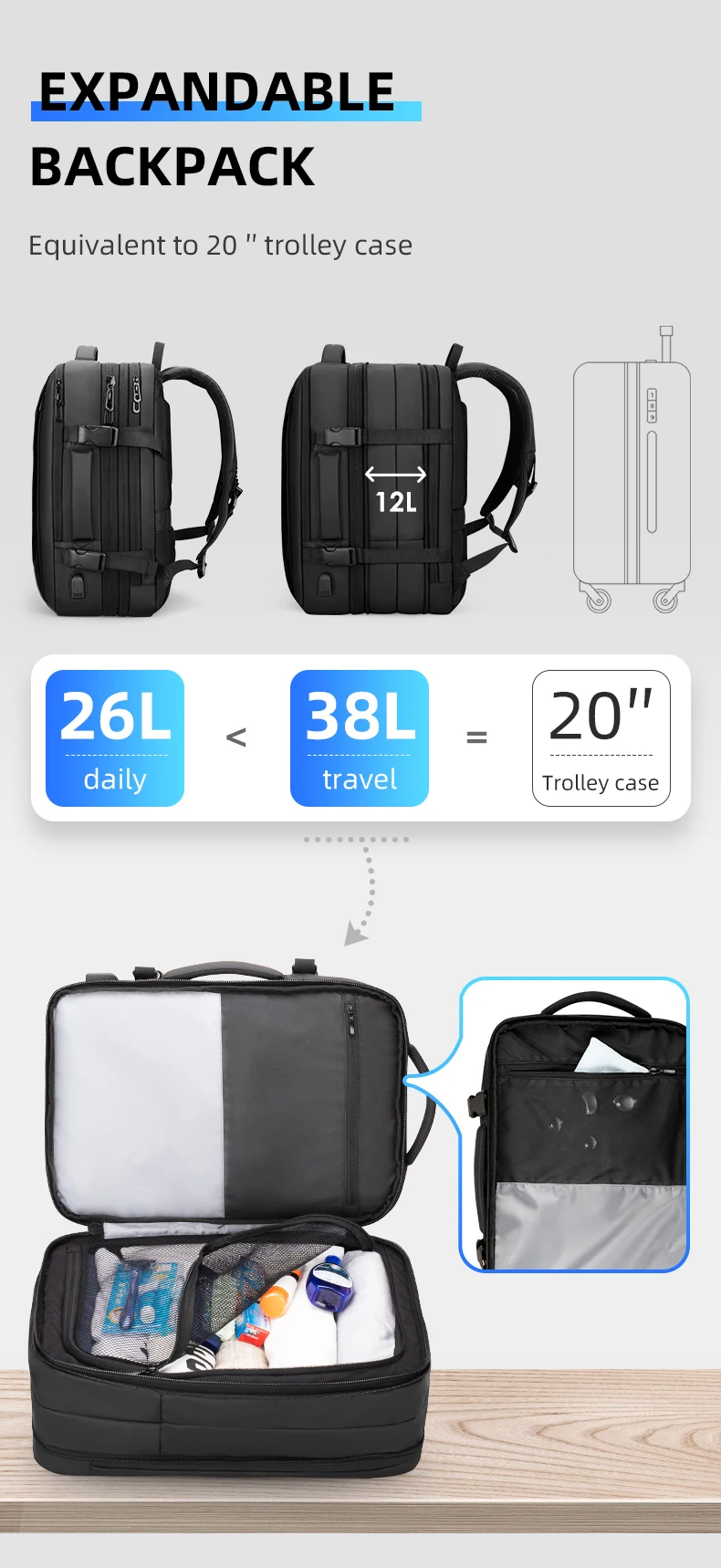 Mark Ryden, мужской рюкзак для путешествий с защитой от воровства, 17 дюймов, рюкзак для ноутбука, деловой плащ, мужская сумка, зарядка через usb, многослойное пространство