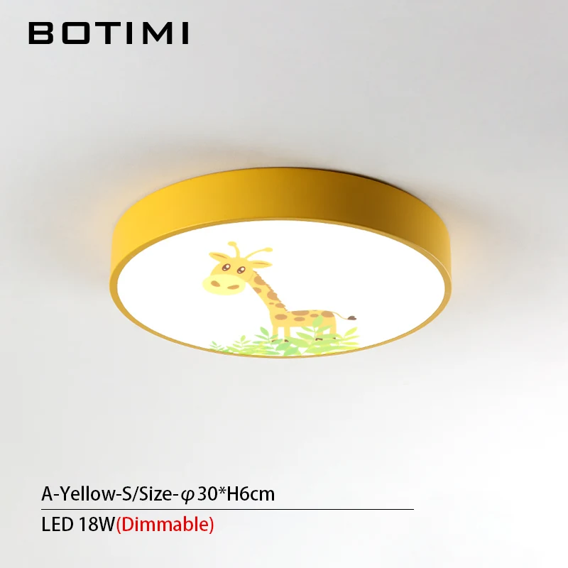A-Yellow-S-RC BOTIMI мультфильм 220V светодиодный потолочный светильник для спальни для детской комнаты Мальчики круглая спальня освещение девушки потолочные светильники - Цвет корпуса: A-Yellow-S-RC