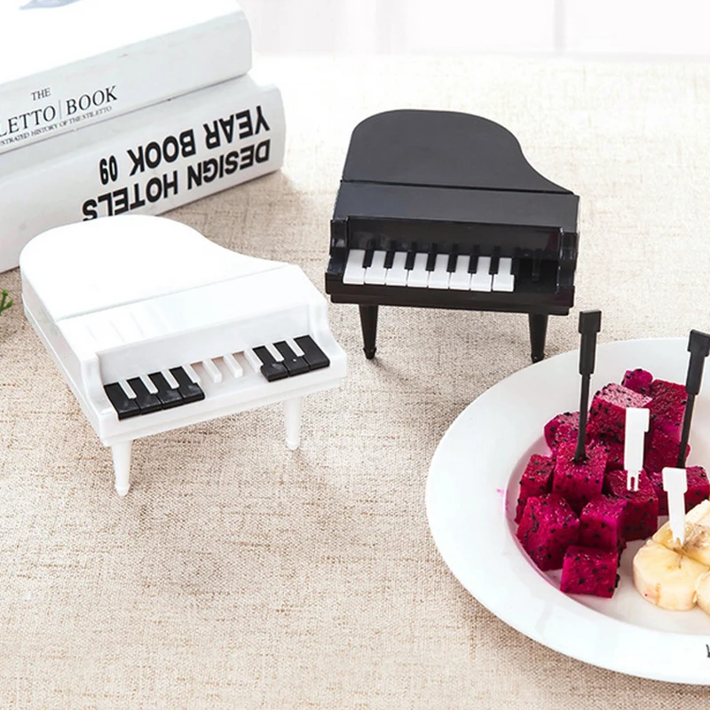 Креативные фортепиано фрукты вилки вечерние мини кухня еда выбрать зуб закуска пирог десерт вилки бенто обеды Посуда украшения