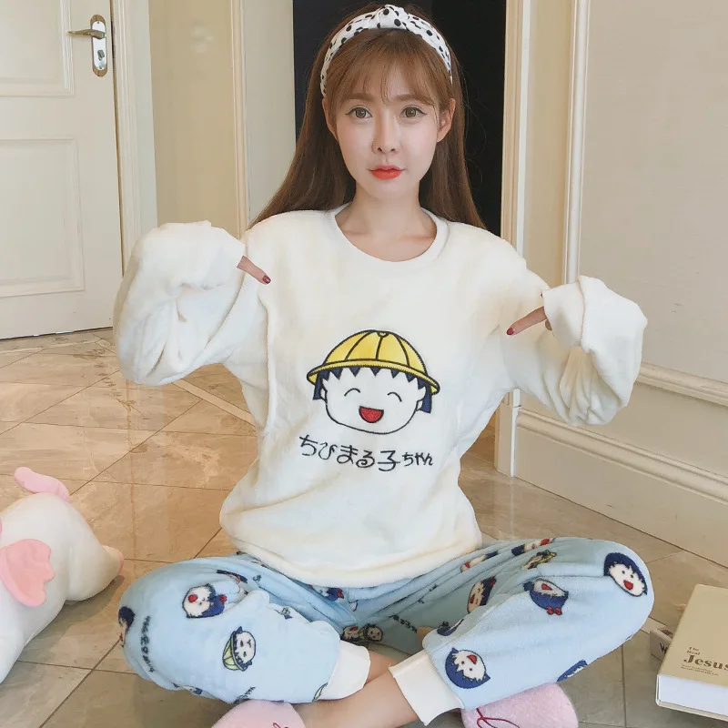 

Pregnant Women Time of Childbirth Flannel Autumn & Winter Mink Cashmere Thick Japanese Korean Hoodie Tracksuit Pajamas Coral Vel