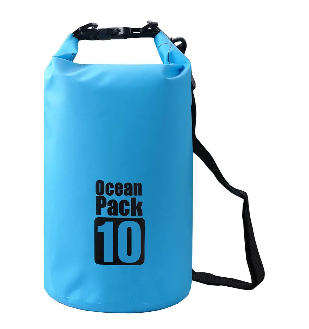 10L blue Открытый сухой сверхлегкий водонепроницаемый плавательный мешок 10L/15L/20L сумка для хранения Регулируемый ремень сумка для катания на лодках Рыбалка рафтинг плавание - Цвет: 10L blue