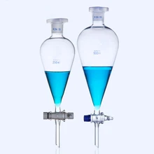Lab Glass Pear shape separatory funnel Laboratory Separating Funnel with Glass or PTFE Stopper huaou 250ml gas generator kipps apparatus with safe funnel stopcock rubber stopper laboratory chemistry equipment