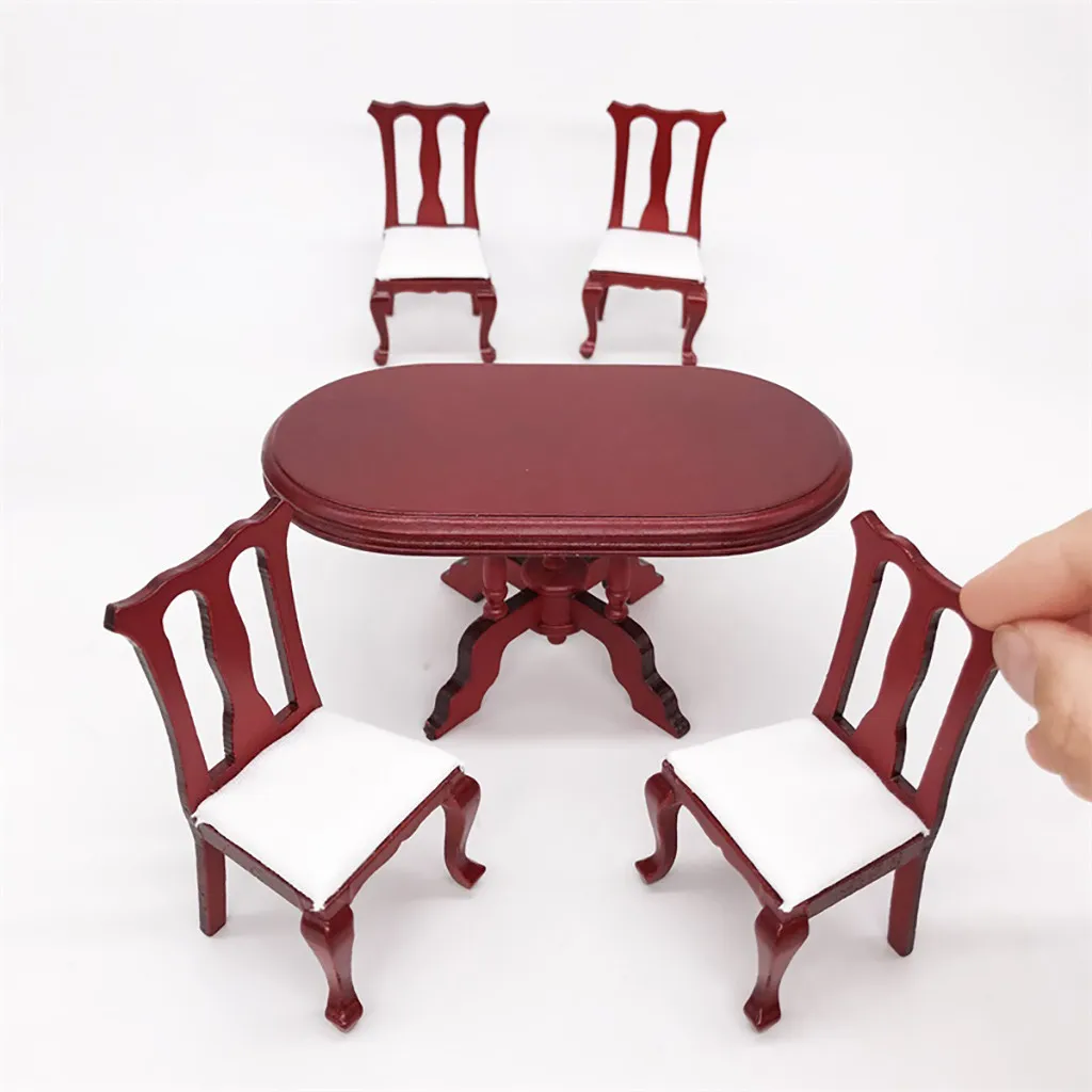 1//12 Dollhouse Wooden Folding Arm Chair Dining Room Furniture Wood Color