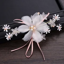 Детская лента для волос, китайская одежда, головной убор, шелковая пряжа, цветок, аксессуары для волос, белые аксессуары для волос для девочек, детская фотография