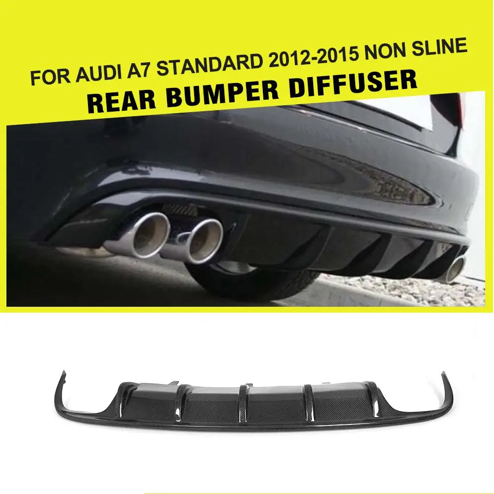 Carbon Fiber Car Rear Lip Diffuser Spoiler with Exhaust Tips for Audi A7 Standard Hatchback 4 Door 2012 - 2015 Non S7 Sline Carbon Fiber Car Rear Lip Diffuser Spoiler with Exhaust Tips for Audi A7 Standard Hatchback 4 Door 2012 - 2015 Non S7 Sline
