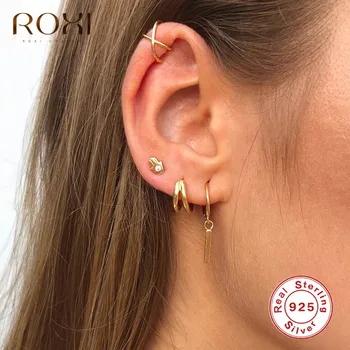 

ROXI 925 Sterling Silver Hamsa Hand Earring Gold Silver Hand Ear Stud with Clear Cubic Zirconia Earring Lucky Jewelry Party Gift