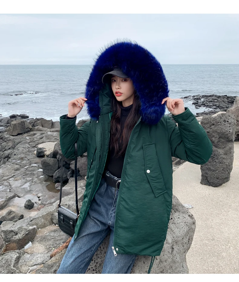 Women Winter Jacket Big Fur Collar Fashion Outerwear Ladies High Quality Casual Parkas Outdoor Warm Coat Female Jacket