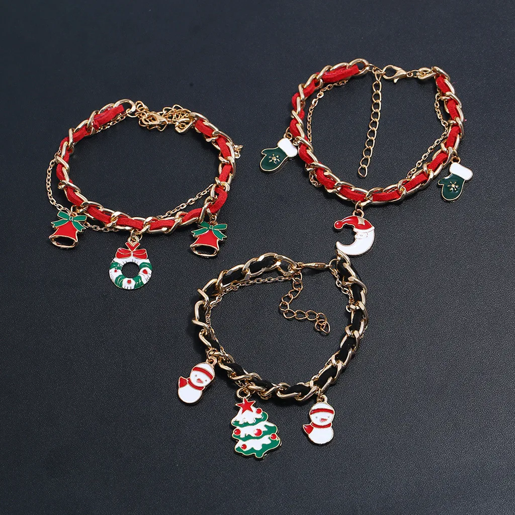 Женская мода простая индивидуальность рождественский подарок, снеговик колокол сплав браслеты с орнаментами Прямая поставка 30YH