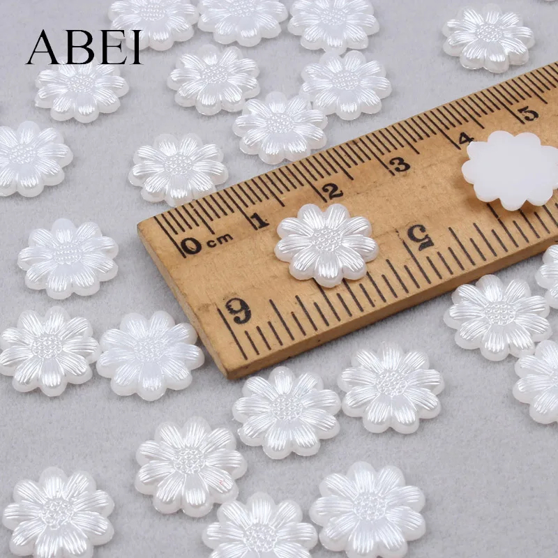 200 шт 12 мм ABS смолы цветок Flatback жемчуг бисера свободный Бисер для одежды обувь драгоценные бусины поделка рукоделие украшения - Color: White