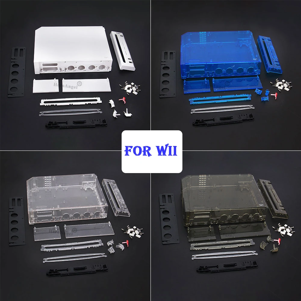 Funda transparente para consola Nintendo Wii, carcasa de repuesto con completas, con embalaje por menor|Estuches| -