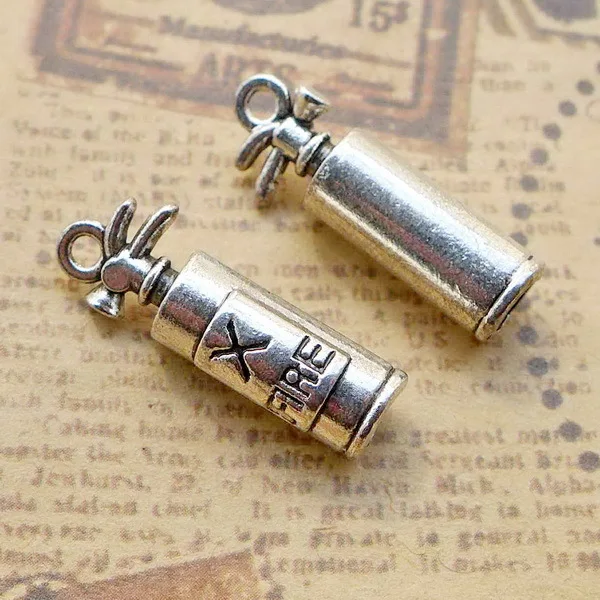 

10pcs/Lot 7x22mm Fire Extinguisher Alloy Charms Antique Silver Color Pendants for DIY Jewelry Making Charm