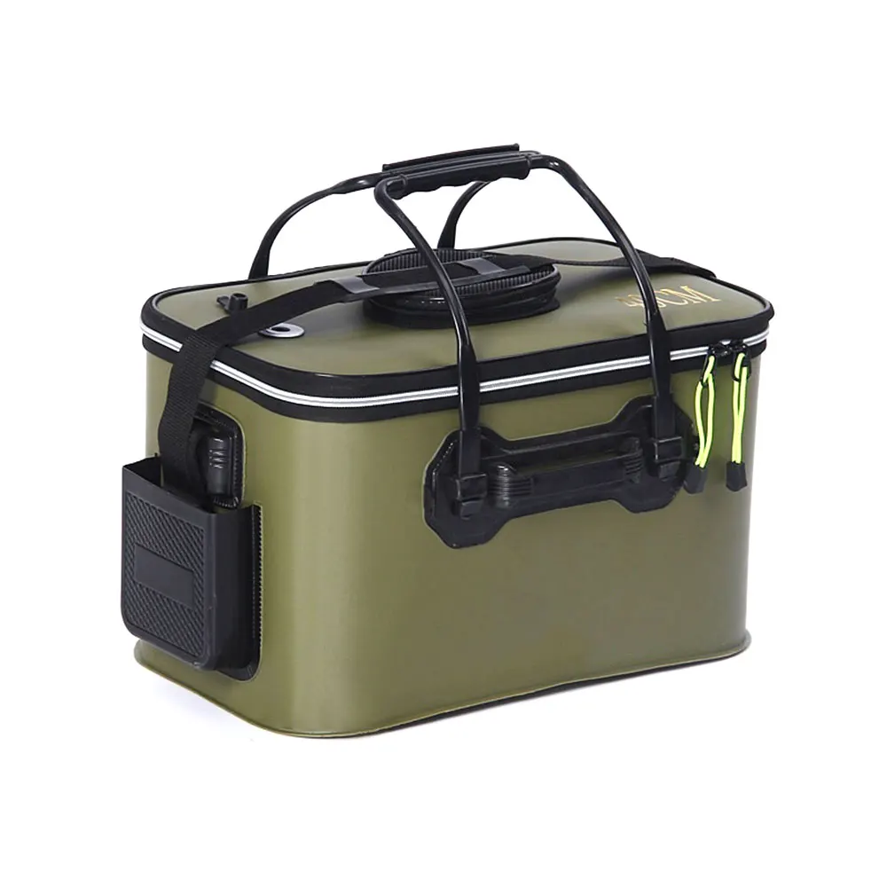 Крепкое складное ведро рыболовное ведро свежее хранение путешествия удовольствие Пешие прогулки рыболовные сумки Прочный Кемпинг Вода EVA - Цвет: Army Green
