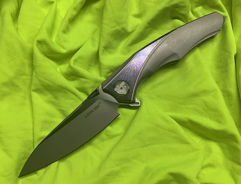 Damascus titanium LiBing Origina нож Флиппер складной нож S90V лезвие титановая ручка Открытый Кемпинг Охота фруктовый карман выживания ножи инструменты - Цвет: Damascus titanium