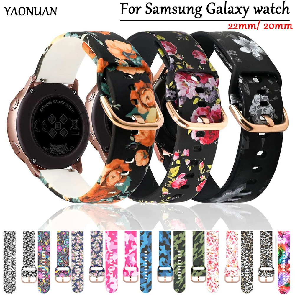 20/22mm Rainbow Printed Band For Samsung Galaxy Watch 4/5/5 Pro/classic/active  2/gear S3 Silicone Strap For Huawei Gt 2/2e/3 Pro - Watchbands - AliExpress