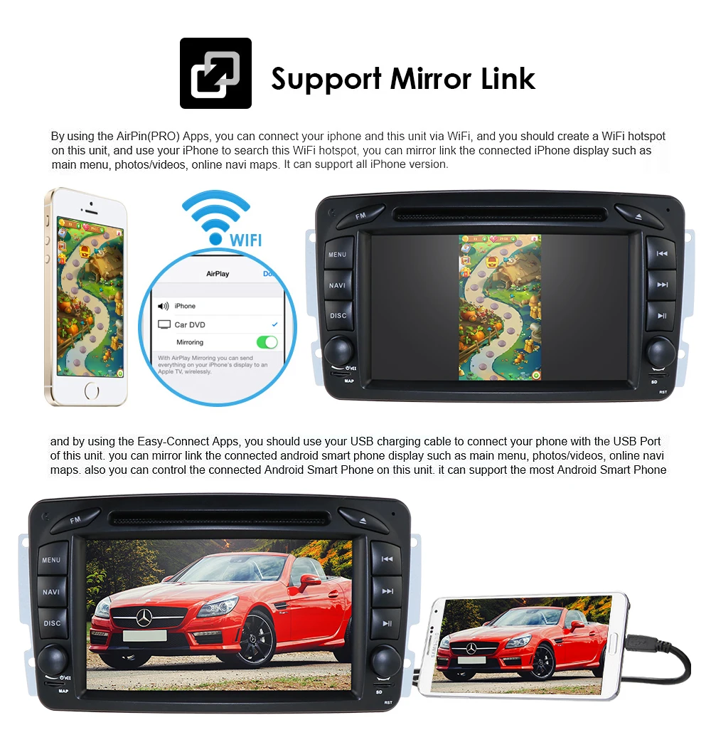 Best 2DIN Android 9.0PX5 Octa core 4GRAM+64GROM GPS Navigation for Mercedes-Benz A-W168 C-W203Viano VitoW209Support SWC WIFI 8