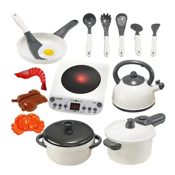 

Kuulee Children Simulation Kitchenware Pretend-game White Pot Cooker Small Tableware Toy Set