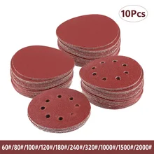 

10pcs Sanding Discs Sheet Sander Eight Hole Pads Round Sandpaper 5" Hook And Loop Disc Polish 60-2000 Hook and Loop Grit Polish