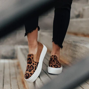 

Women Casual Women's Autumn Shoes Woman Fashion Female Slip-On Flat Shoes Flats Leopard Print Serpentine Leisure Walking Shoes
