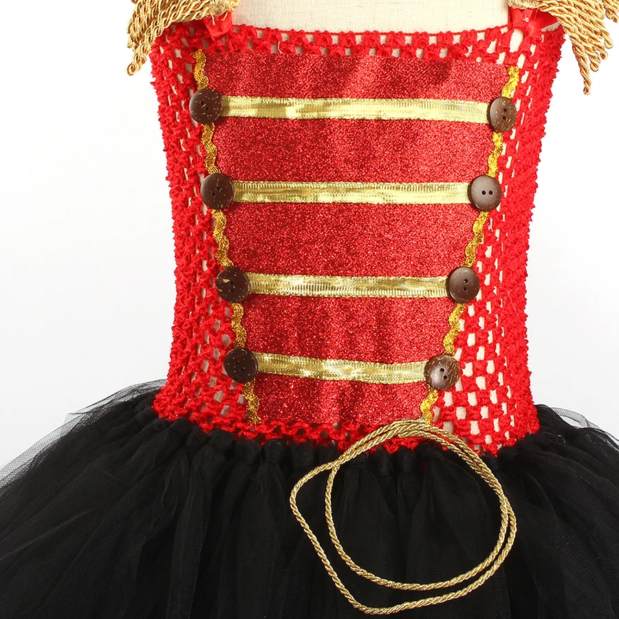 Nutcracker inspired Tutu Dress in Red Black & Gold Girls Nutcracker Halloween Birthday Party Fancy Costume Ringmaster Dresses (13)