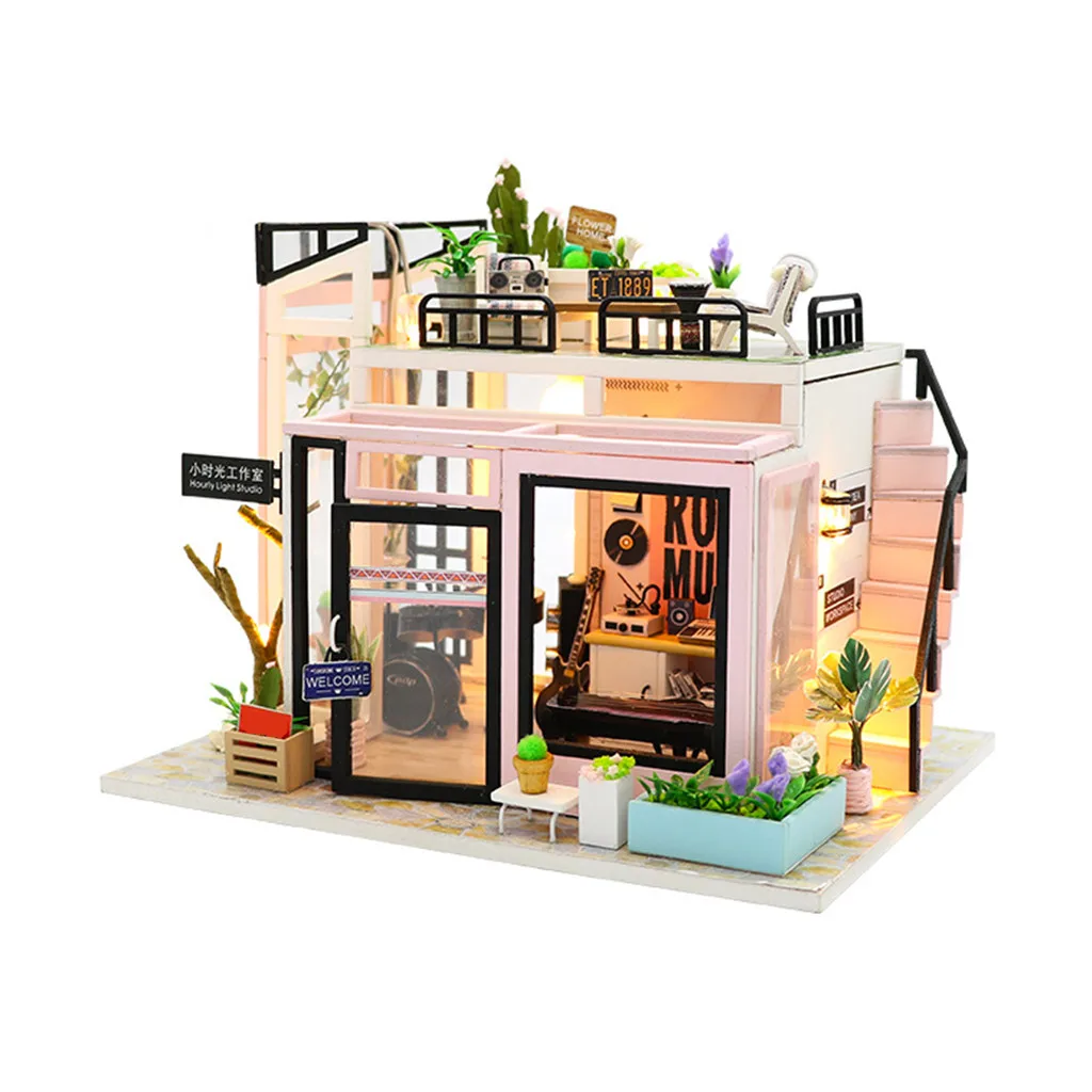 DIY креативная комната Кукольный дом мебель миниатюрный 3D деревянный ручной работы пылезащитный чехол игрушки для детей девочек день рождения ремесла подарки# g4