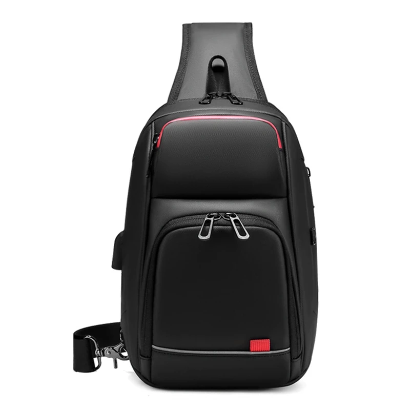 

ABZC-Sling Bags for Men New 9.7 Inch IPad Crossbody Shoulder Bag for Men Short Trip Messenger Bags Water Repellent USB Charging