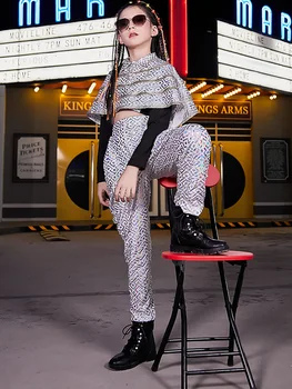 

Children Sir Dance Show Serve Suit Girl Hiphop Performance Serve Three-piece Go Fashionable Clothes