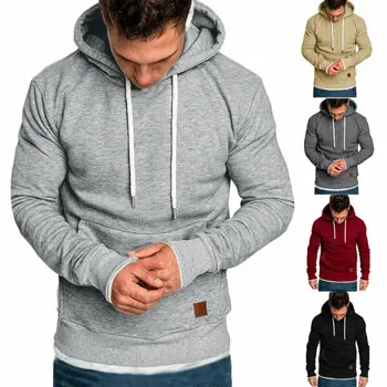 

2019 Modis Autumn Winter Men's Hoodies Slim Fit Hooded Sweatshirt Outwear Black Red Warm Grey Casual Men's Hooded Coat