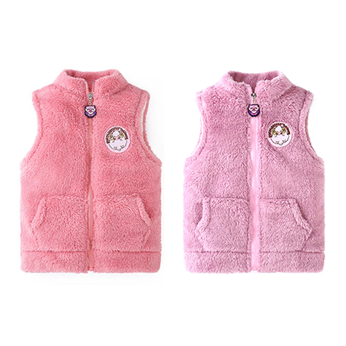 

2021 Winter Plush Girls Vest Jacket Keeping Warm Clothing Children Cute Sleeveless Zipper Waistcoat Coats Kids Outerwear 3-14Y