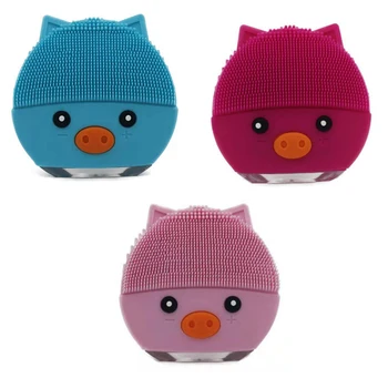 

Cartoon Pig Waterproof Electric Facial Cleansing Brush Ultrasonic Deep Vibration Pore Face Cleanser USB Silicone Massage