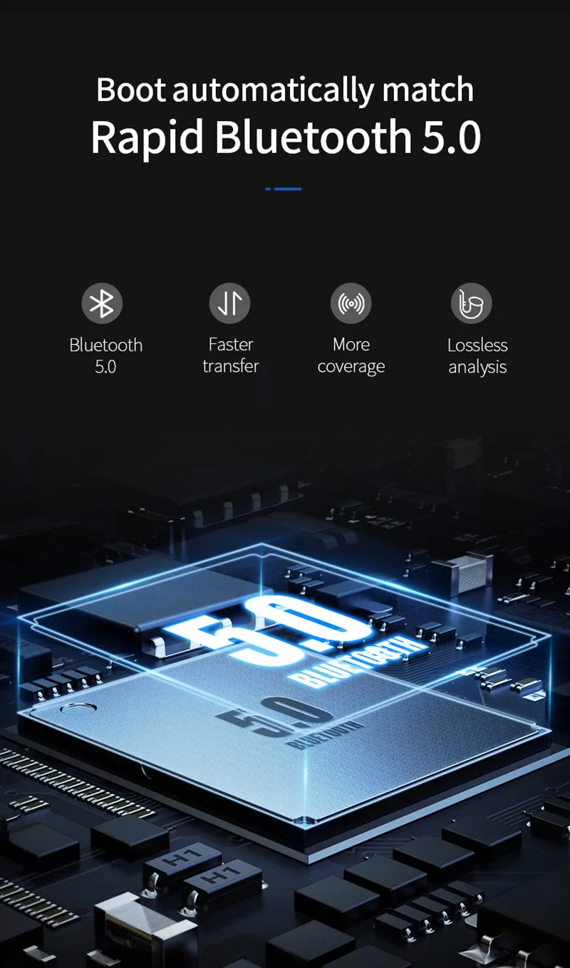 Kowkaka Q66, беспроводные V5.0 Bluetooth наушники, HD стерео, водонепроницаемые, сенсорные, беспроводные наушники, 6000 мАч, мощность для iPhone, Xiaomi