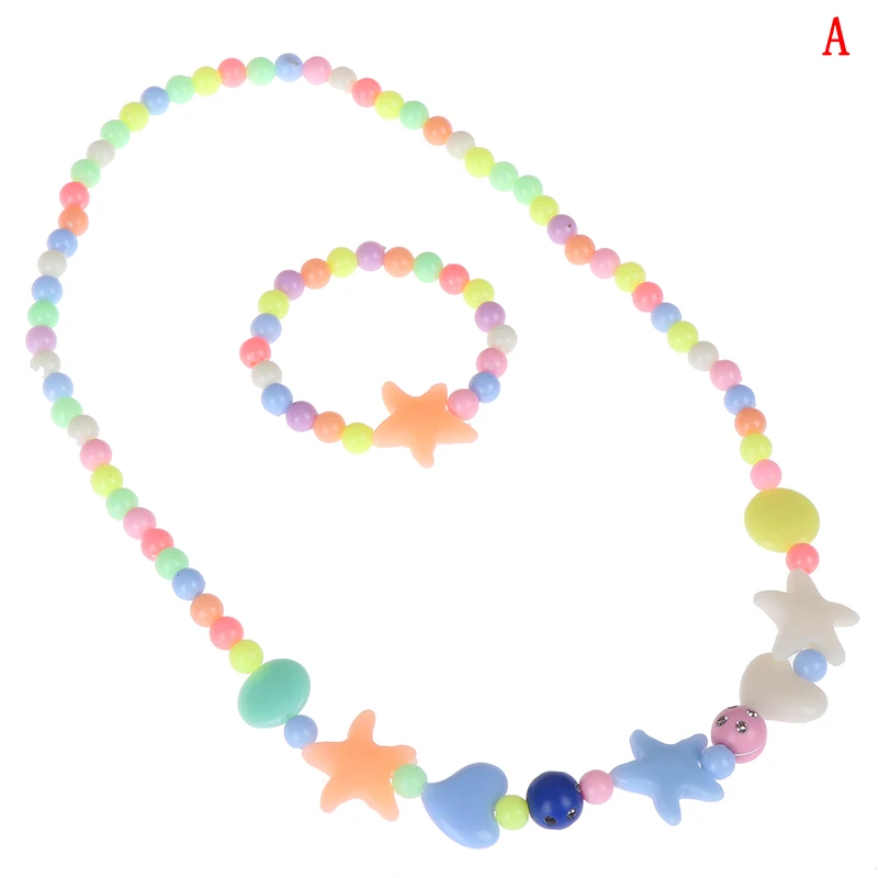 1Set new child beads necklace colorful girls bubblegum handmade for kids toy | Детская одежда и обувь