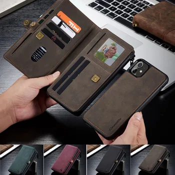 

Multifunction Zipper Magnetic Leather Wallet Case With 17 Card Slots For iPhone 11 SE2020 XR X 7 8Samsung S20 Plus Note 10 Pro