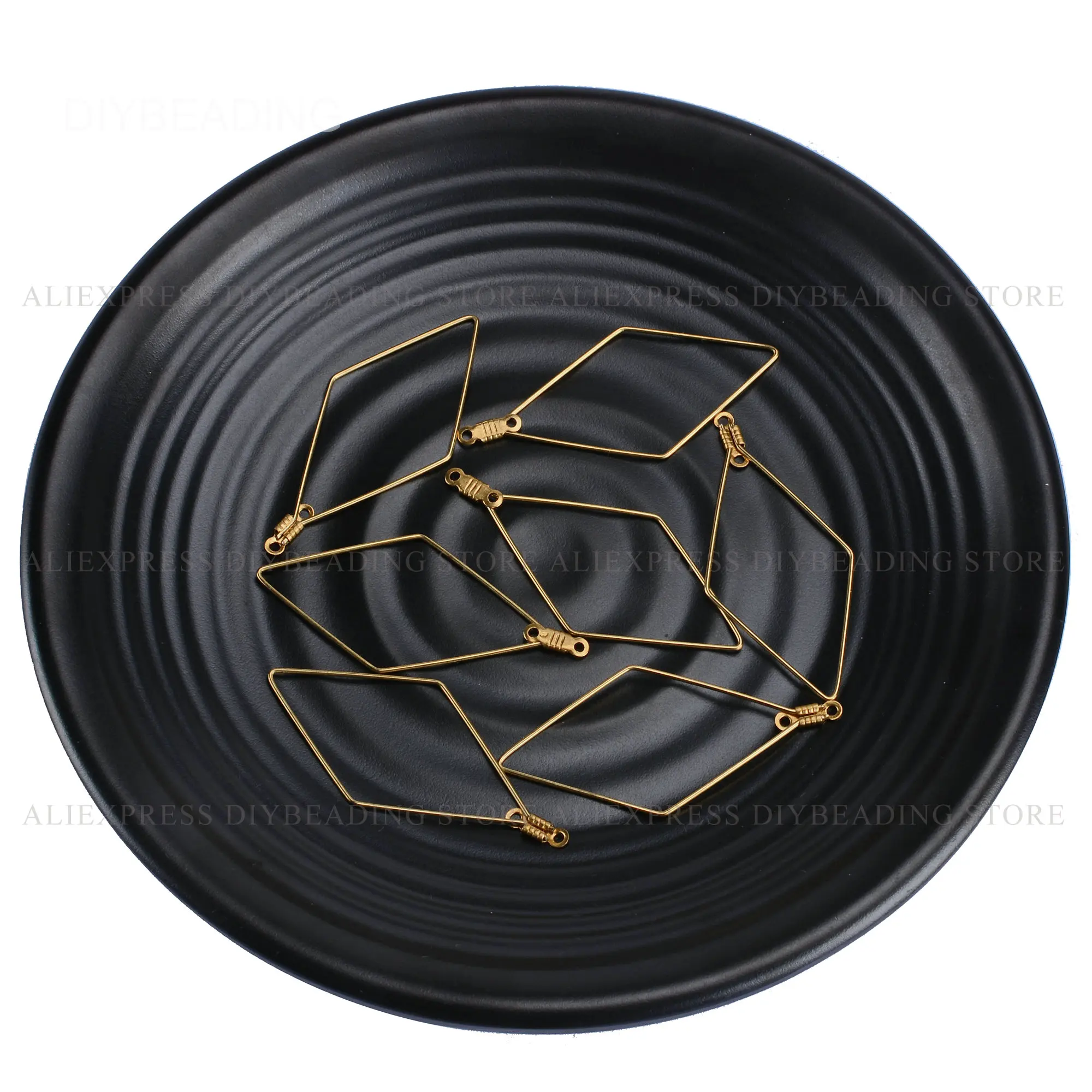 

10-500 Pcs Brass Rhombus Ear Wire Finding for Earring Making Hollow Geometric Metal Material Component Lots Wholesale (22*50mm)