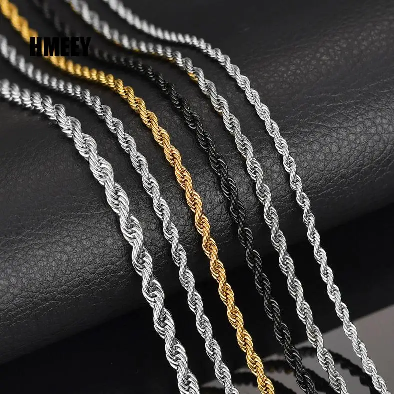 HMEEY 2020 Classic Rope Chain Men Necklace Width 2/3/4/5 MM Stainless Steel Figaro Cuban For Women Jewelry | Украшения и