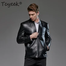 Tcyeek плюс размер натуральная кожа куртка мужская уличная мода Мужская s овчина пальто тонкий 6XL пальто из натуральной кожи 1802