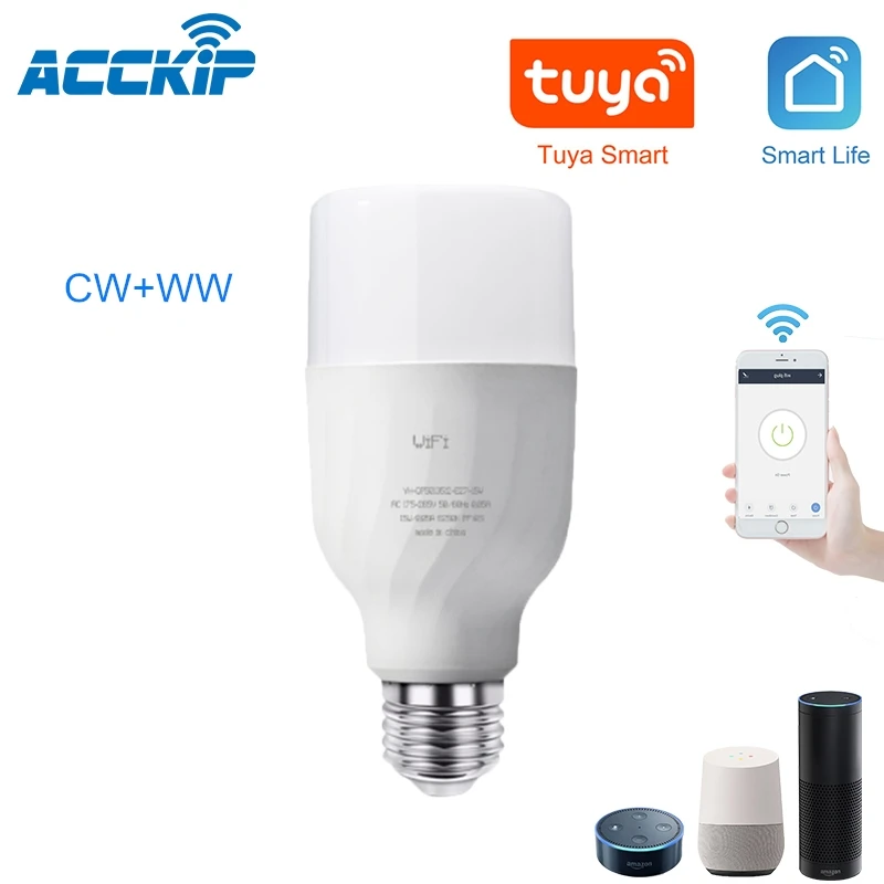 Светодиодная лампа ACCKIP с интеллектуальным соединением Wi Fi светильник лампочка CW