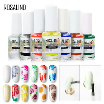 

ROSALIND Water color Nails Blossom Polish Set Manicure Gel For Nail Art Halo Dye 12ML UV Lamp Blooming Color Change Top Primer