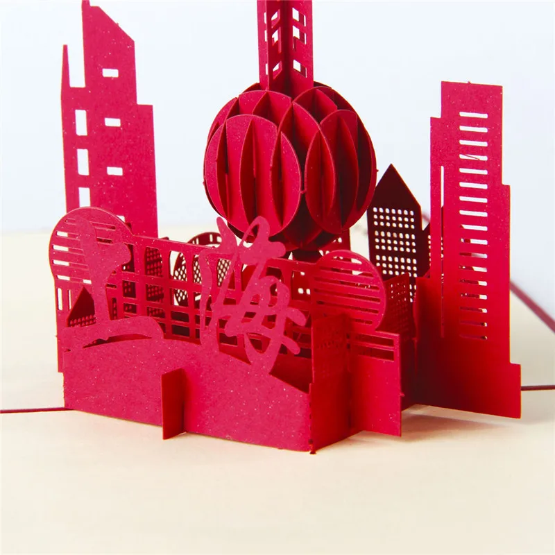 Tourism Scenic Area Cards Stereo Architecture Cards Oriental Pearl Body Cards Architecture Sculpture Hollow out Wholesale Custom