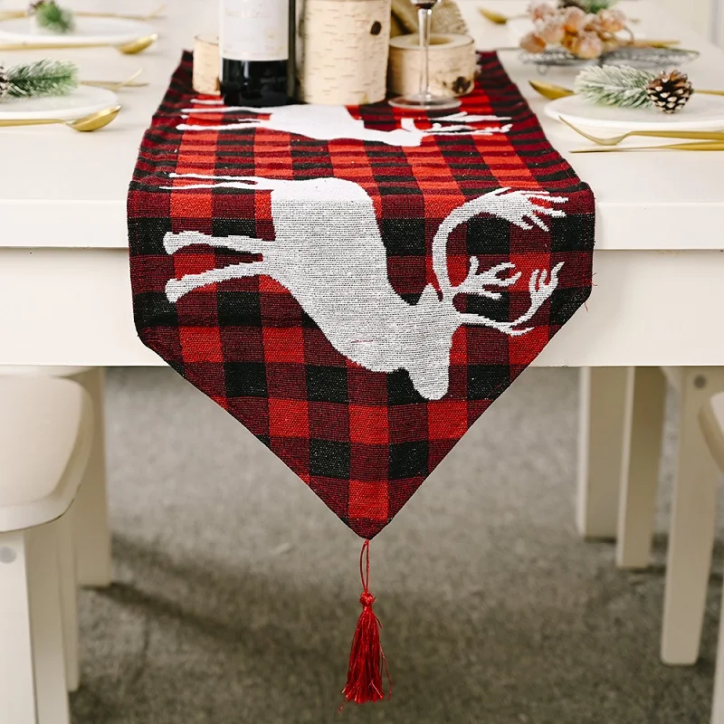 R2 BEAUTI Christmas Table Runners Tablecloth Xmas Elk New Year Party Dinner Table Decoration for Home Table Cover Party Supplies