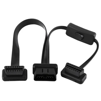 

Compatible Diagnostic Tools 16 Pin Dual Female OBD2 Cable Splitter Signals Splitter Flat Extension Cable Adapter With Switch