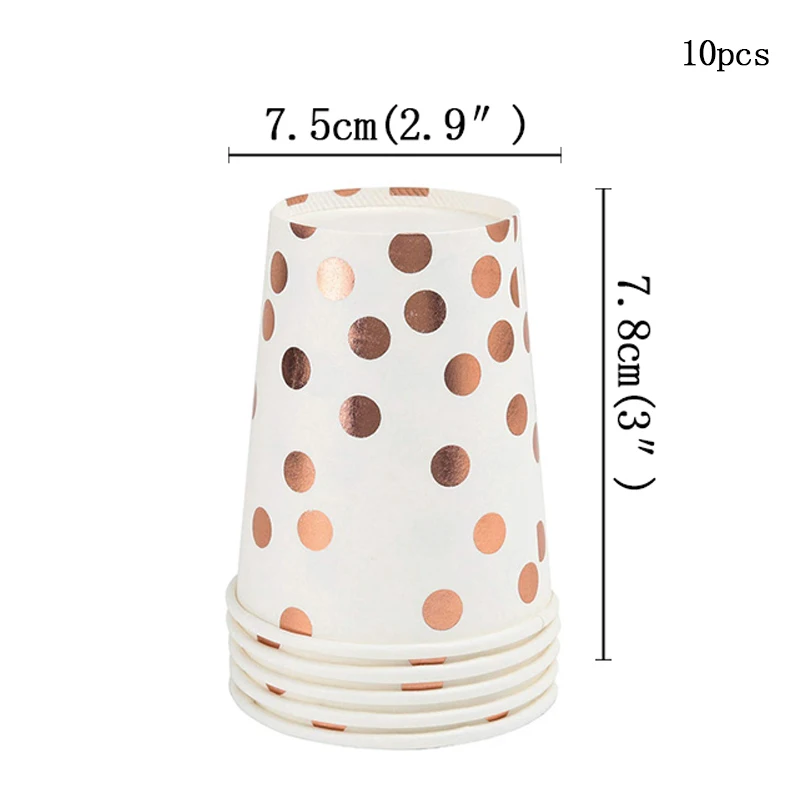Cup 10pcs Розовое золото, бумажные свадебные принадлежности, элегантные одноразовые стаканчики для напитков, украшения на день рождения, подходят для украшения детского душа - Цвет: Cup 10pcs
